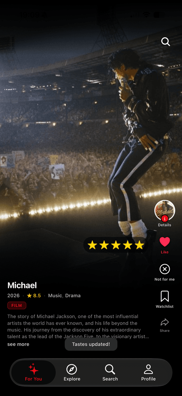Feed For You FastFlix : notation par étoiles et goûts mis à jour en direct