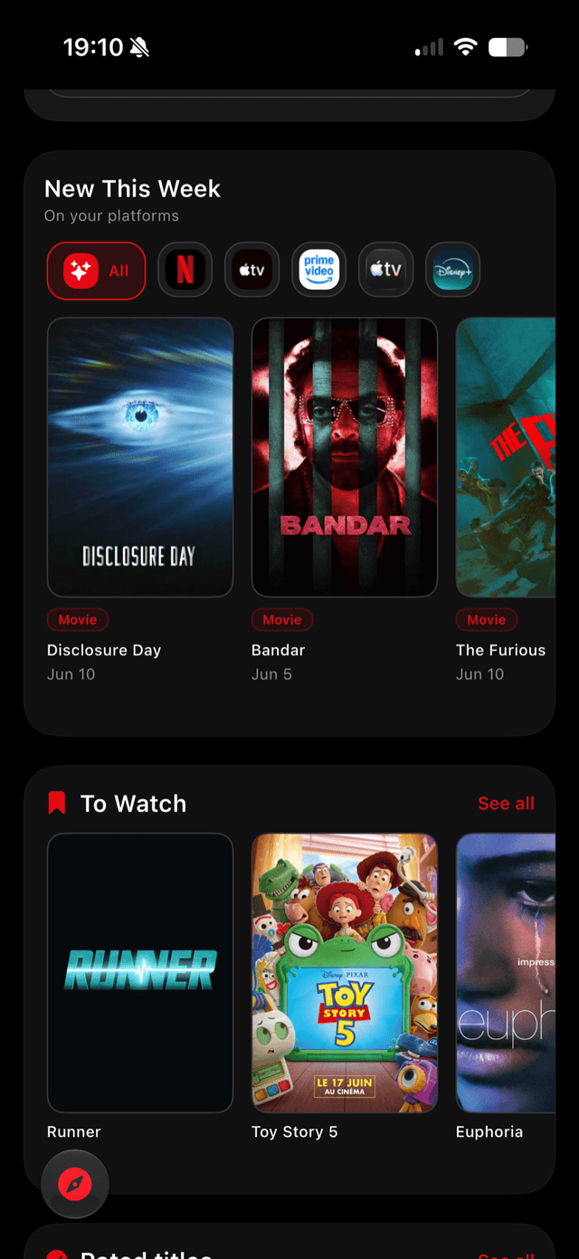 Watchlist FastFlix avec nouveautés de la semaine filtrées par plateforme
